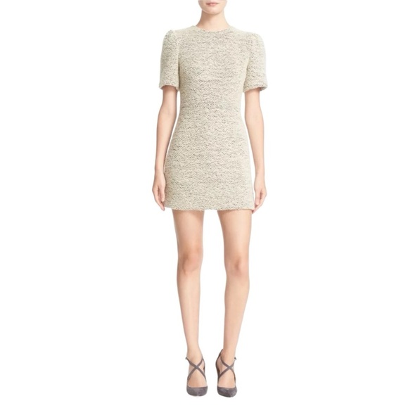 ALICE + OLIVIA Cream Black Fuzzy‎ Tweed
GENNY Pouf Sleeve Dress Mohair size 12 - Picture 4 of 13